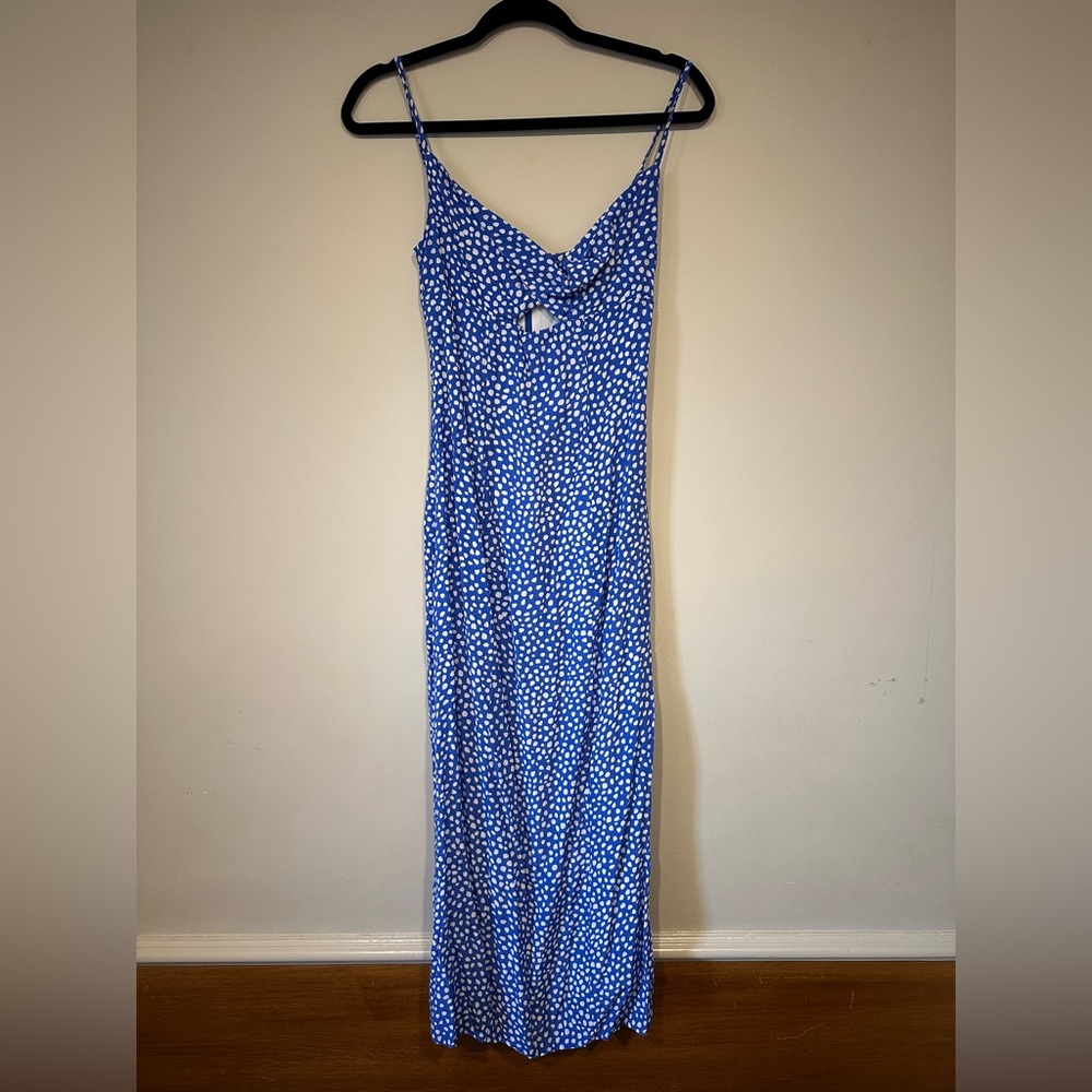 Kookai Blue Karlie Midi Twist Maxi Dress with Spaghetti Straps